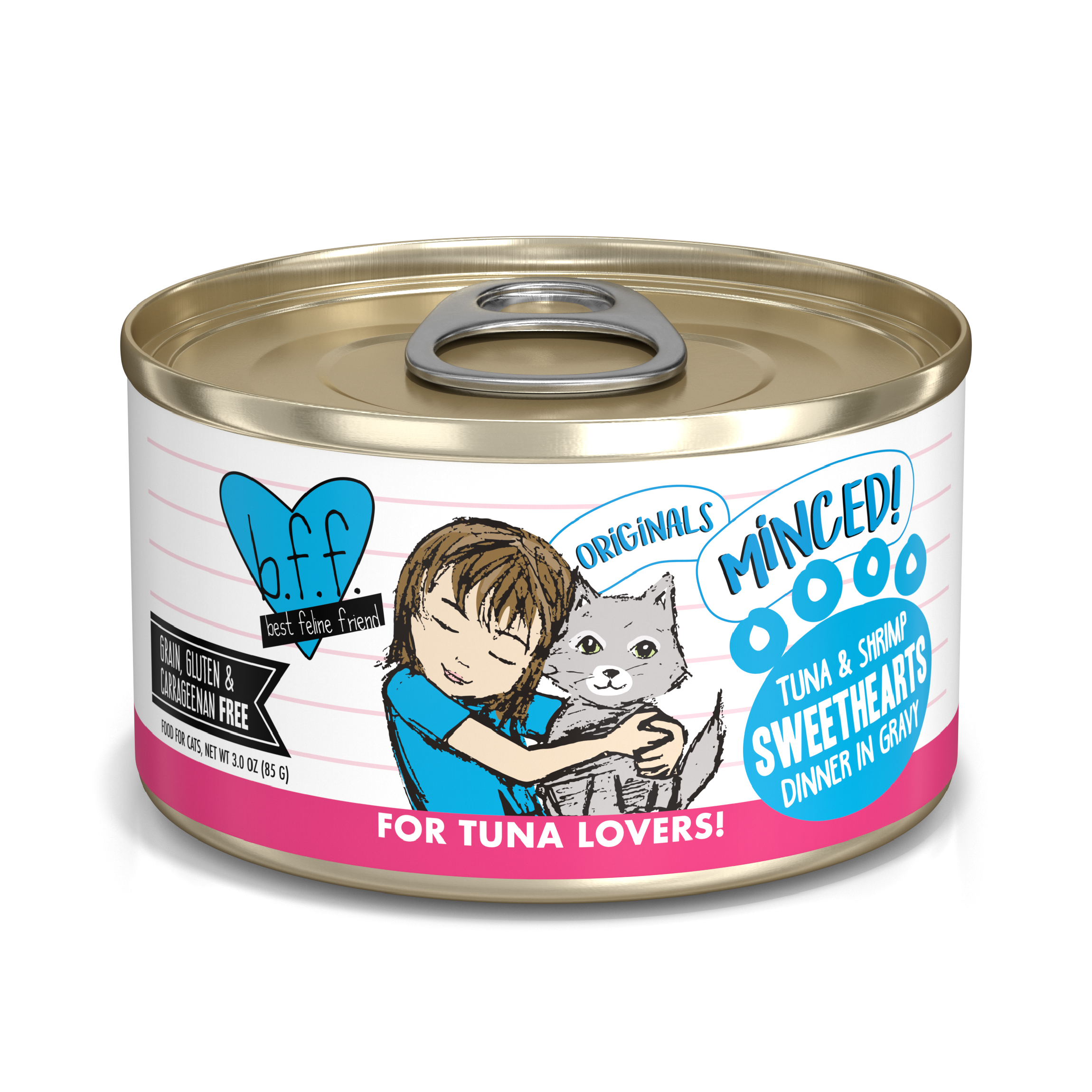 B.F.F. Sweethearts Tuna & Shrimp Dinner in Gravy Grain-Free Canned Cat Food, 3-oz, 4-Pack