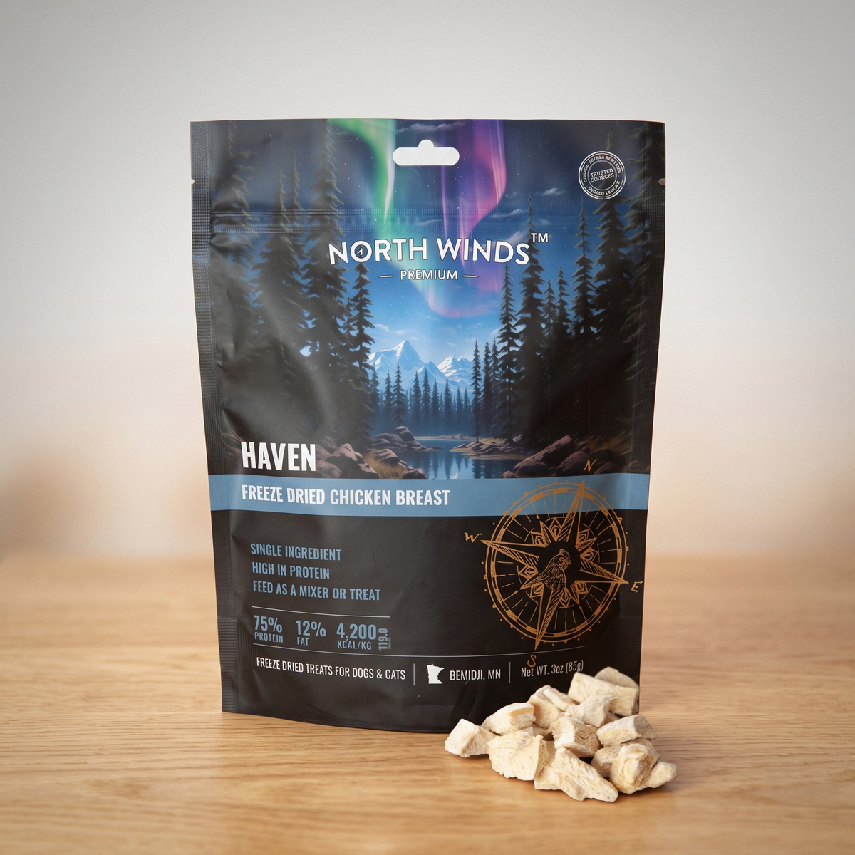 North Winds Premium Haven Freeze Dried Chicken Breast 3 oz bag