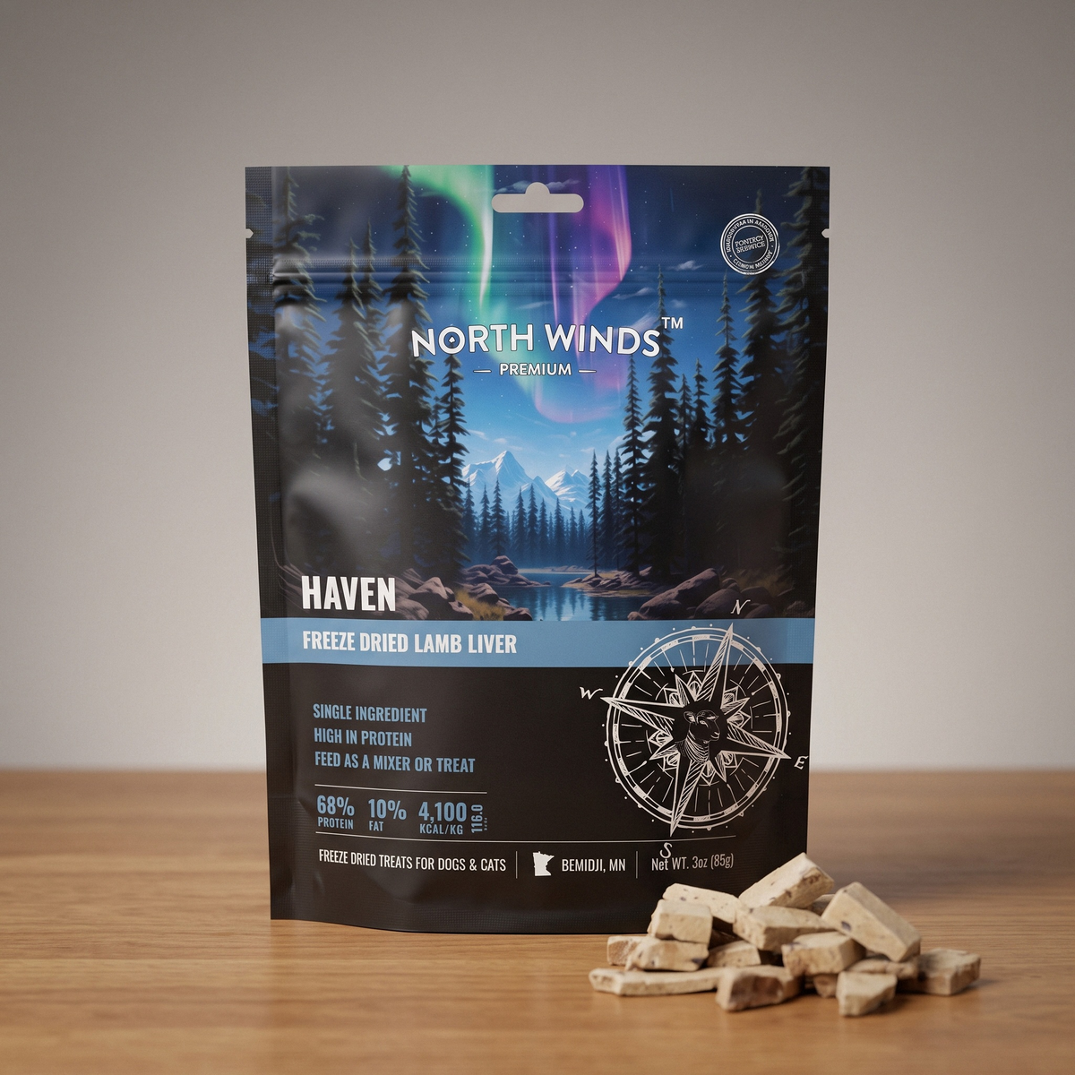 North Winds Premium Haven Freeze Dried Lamb Liver 3 oz bag