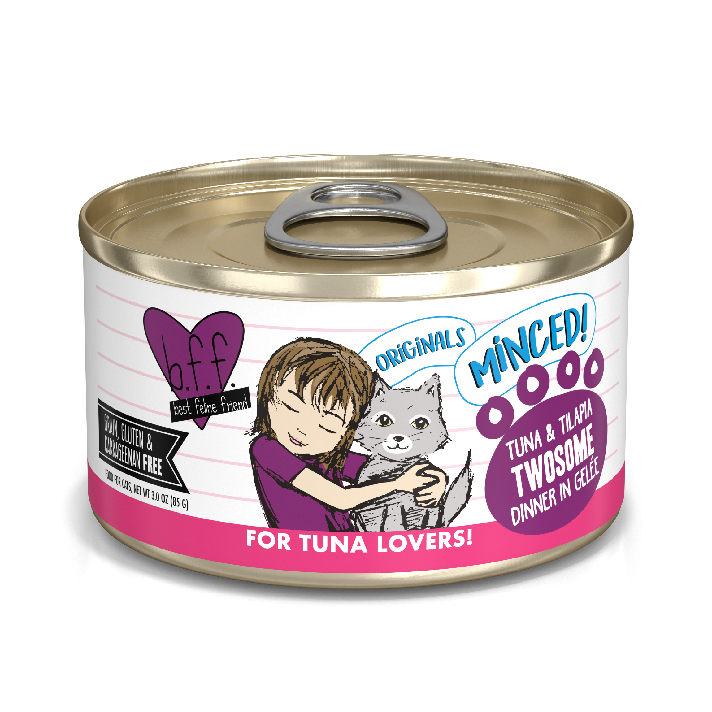 B.F.F. Twosome Tuna & Tilapia Dinner in Gelée Grain-Free Canned Cat Food, 3-oz, 4-Pack