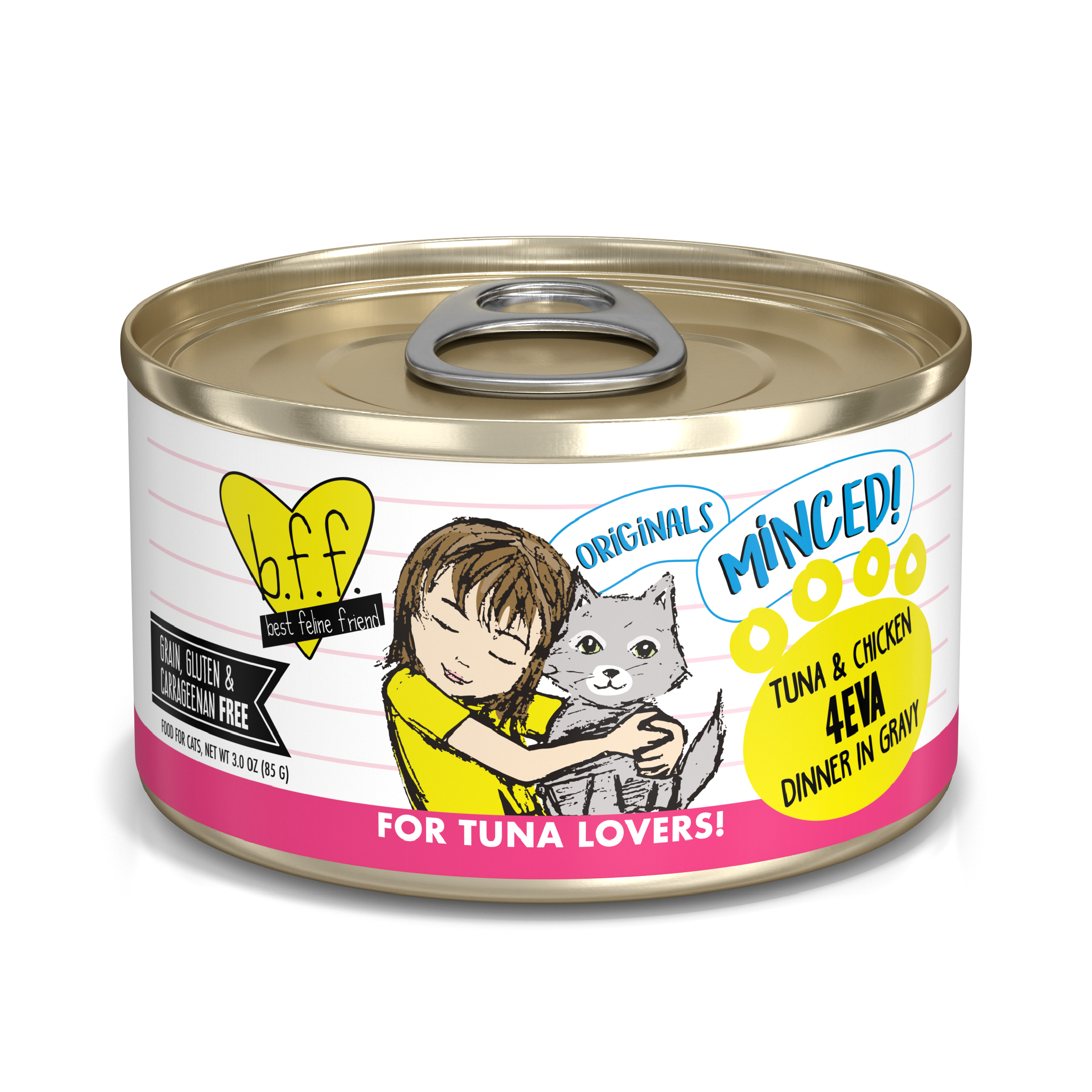 B.F.F. 4Eva Tuna & Chicken Dinner in Gravy Grain-Free Canned Cat Food, 3-oz, 4-Pack