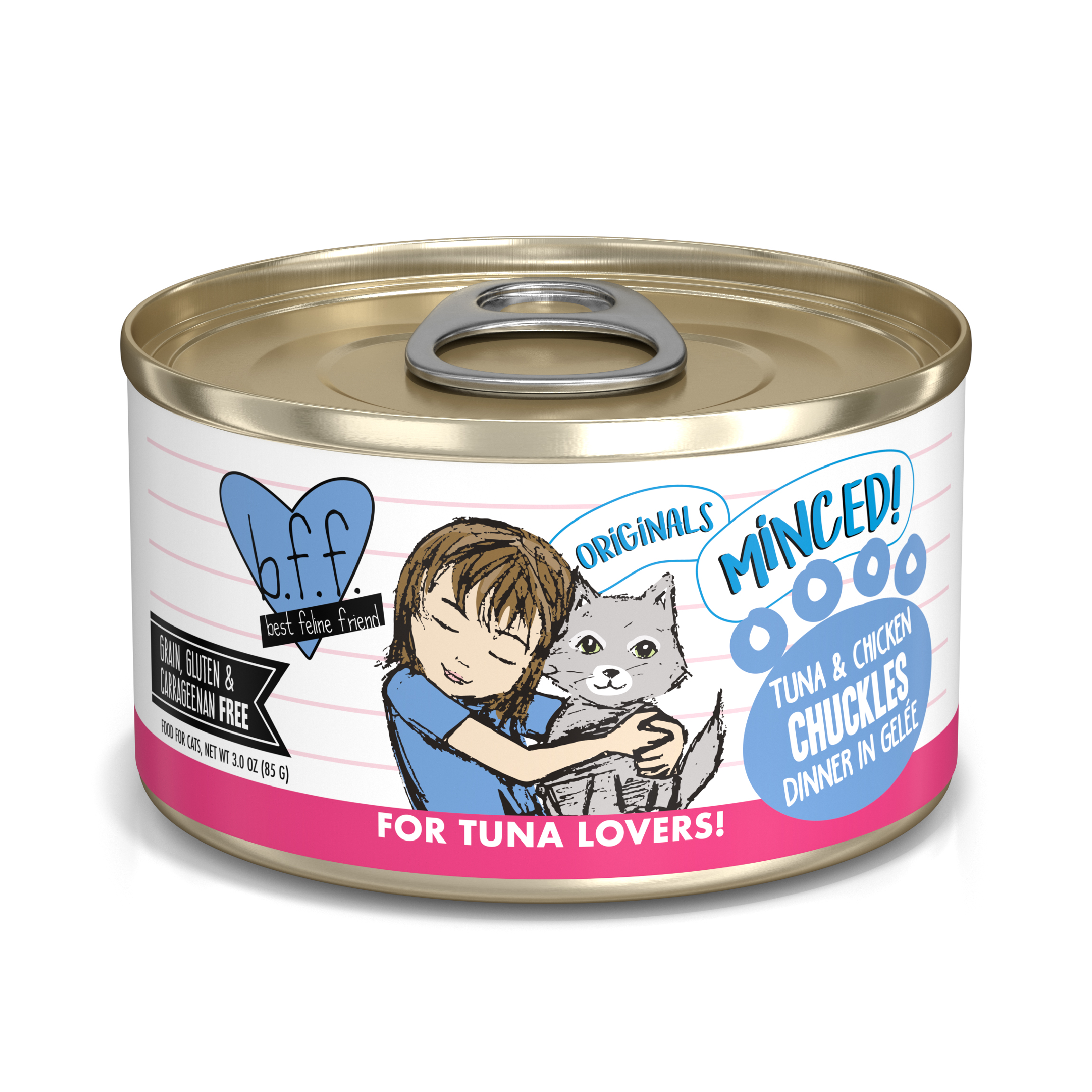 B.F.F. Chuckles Tuna & Chicken Dinner in Gelée Grain-Free Canned Cat Food, 3-oz, 4-Pack