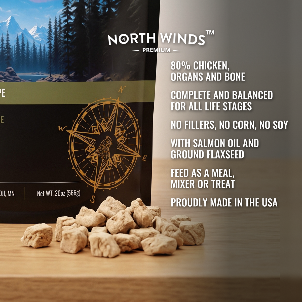 North Winds Premium Haven Freeze Dried Chicken Recipe 20 oz key features