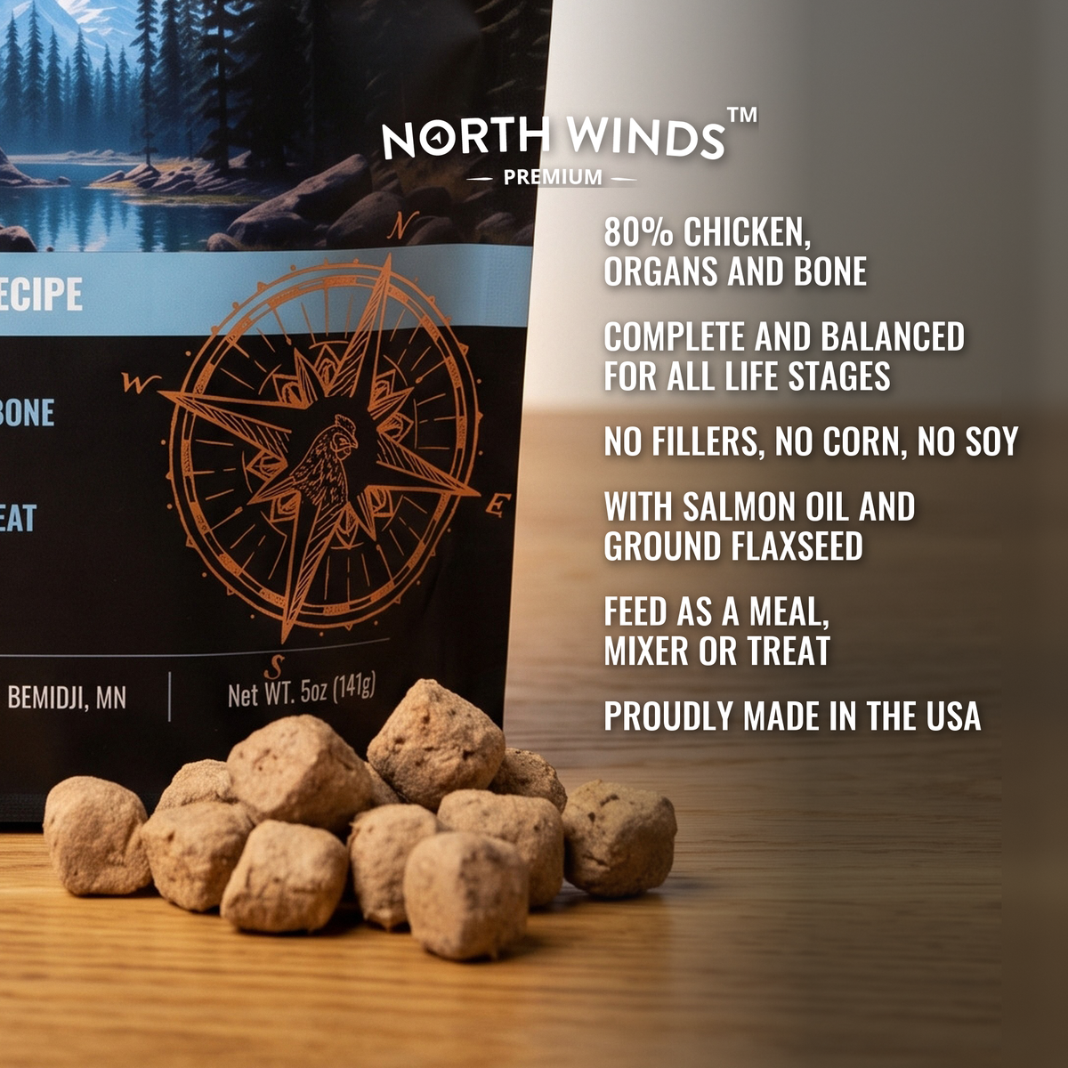 North Winds Premium Haven Freeze Dried Chicken Recipe 5 oz key features