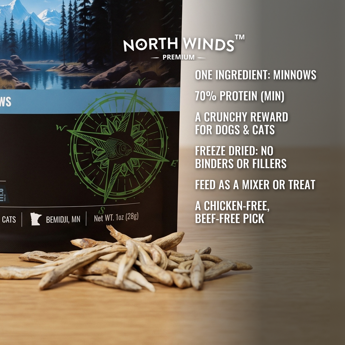 North Winds Premium Haven Freeze Dried Minnows 1 oz key features