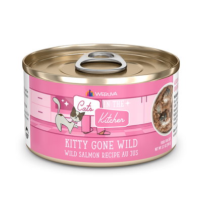 Cats in the Kitchen Kitty Gone Wild Salmon Au Jus Grain-Free Canned Cat Food, 3.2-oz, 24-Pack