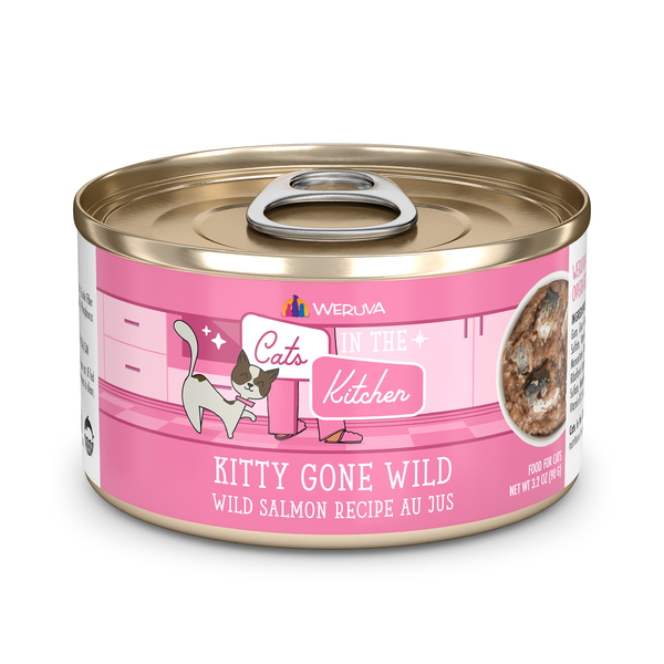 Cats in the Kitchen Kitty Gone Wild Salmon Au Jus Grain-Free Canned Cat Food, 3.2-oz, 24-Pack