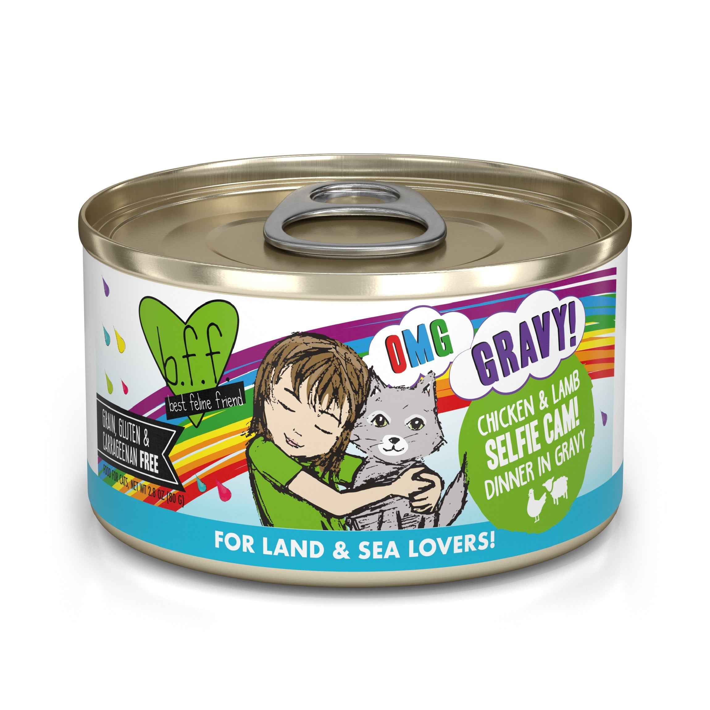 B.F.F. OMG Selfie Cam! Chicken & Lamb Dinner in Gravy Grain-Free Canned Cat Food, 2.8-oz, 4-Pack