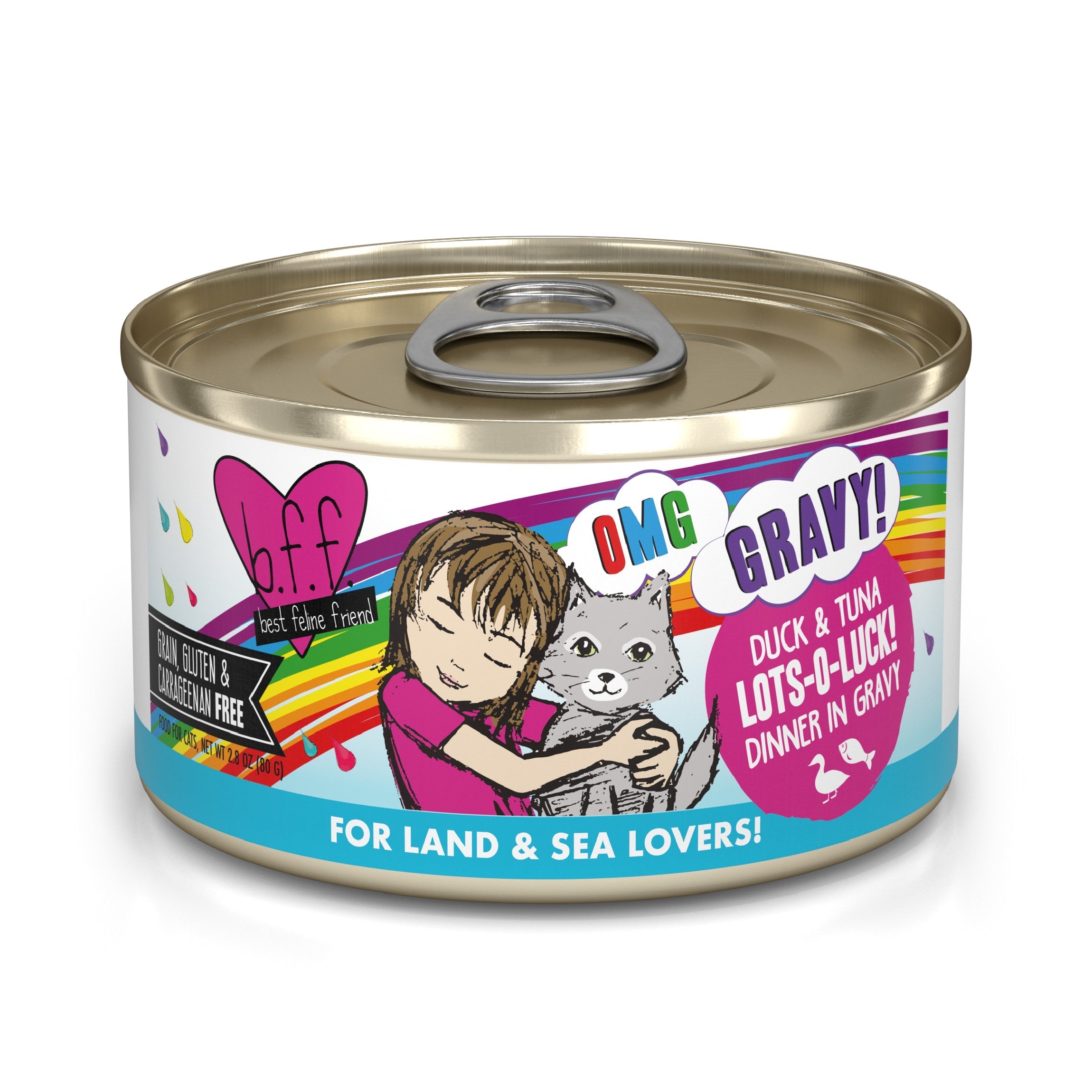 B.F.F. OMG Lots-O-Luck! Duck & Tuna Dinner in Gravy Grain-Free Canned Cat Food, 2.8-oz, 4-Pack