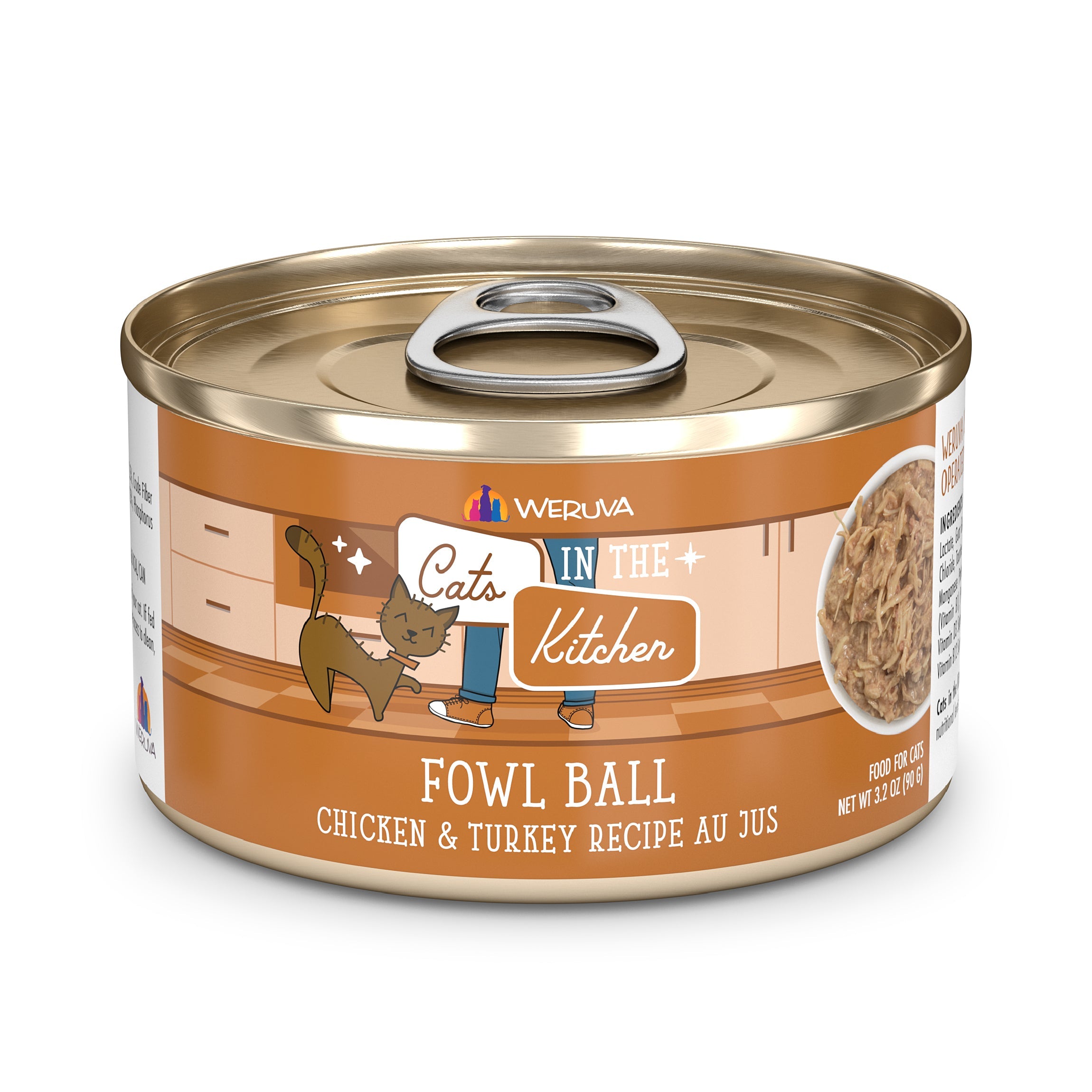 Cats in the Kitchen Fowl Ball Chicken & Turkey Au Jus Grain-Free Canned Cat Food, 3.2-oz, 4-Pack