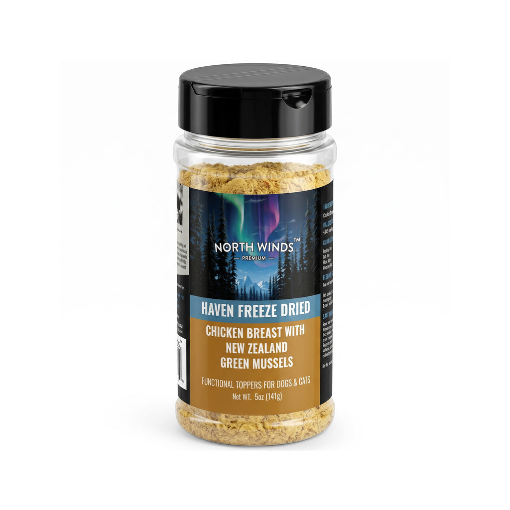 North Winds Premium Haven Freeze-Dried Chicken & Green Mussel Topper | Dogs & Cats - 5 oz