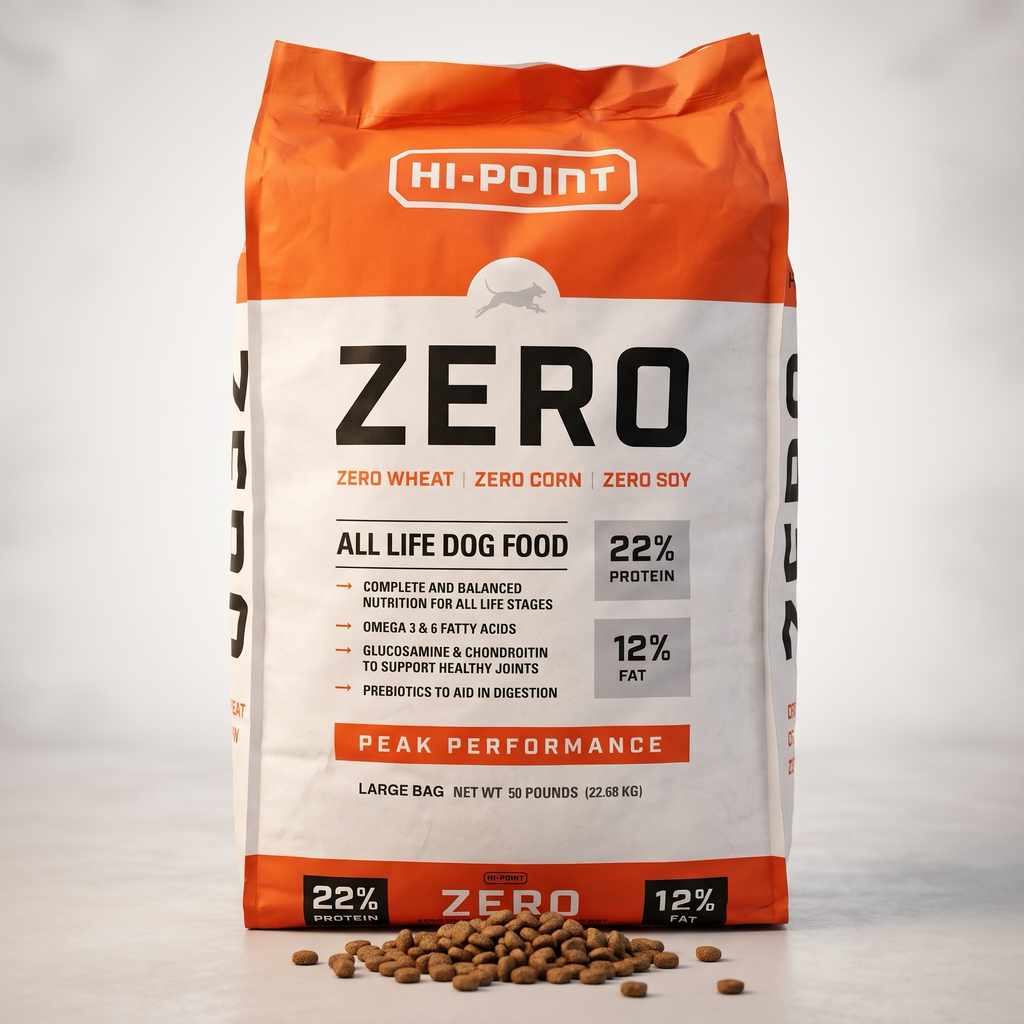 Hi Point ZERO 22/12 All Life Dog Food, 50 lb bag, front