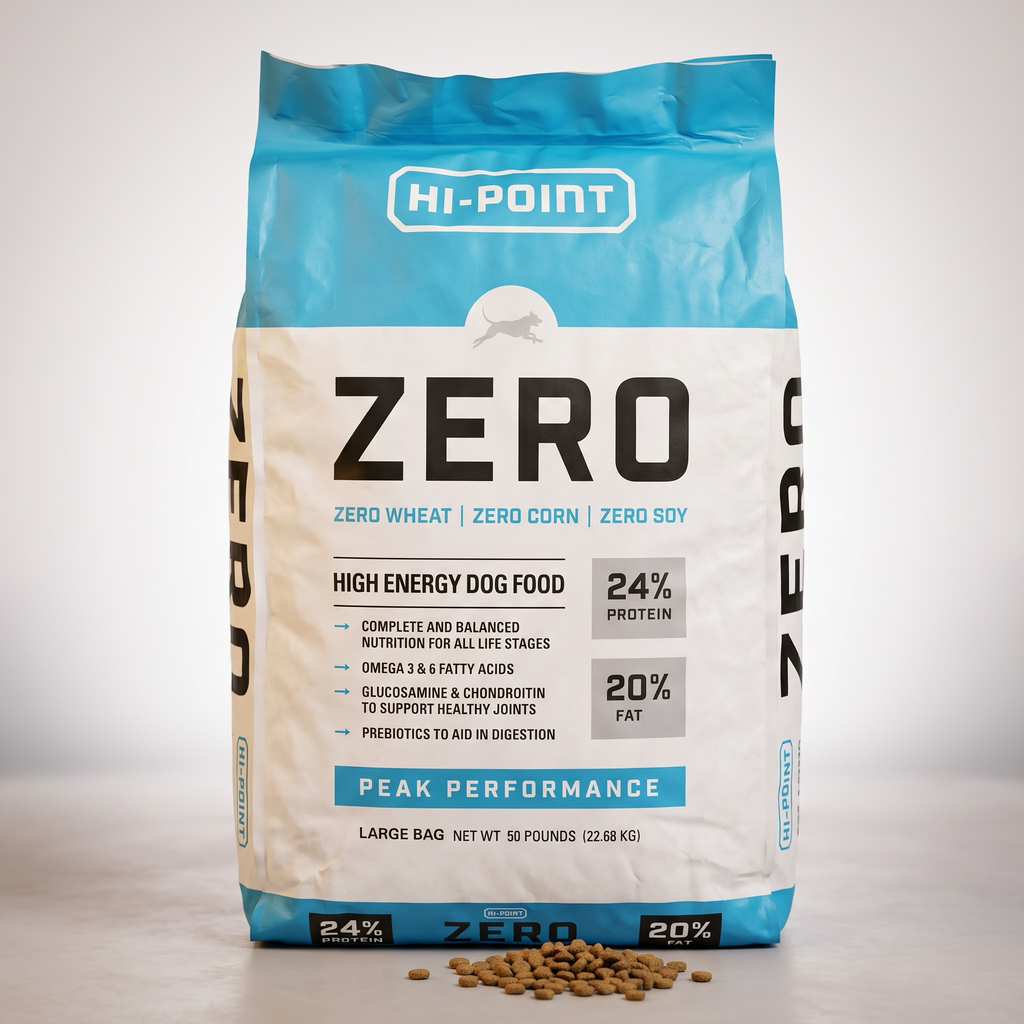 Hi Point ZERO 24/20 High Energy Dog Food, 50 lb bag, front