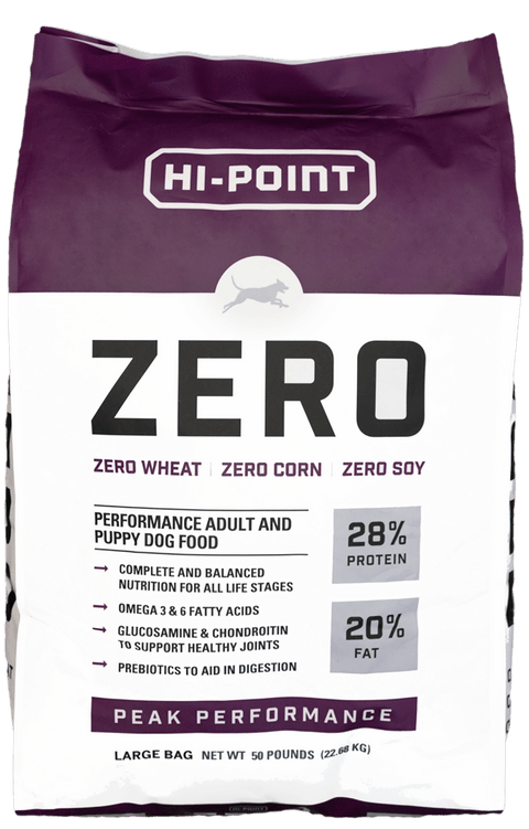 Hi Point ZERO 28/20 Performance Adult and Puppy Dog Food pallet (40 bags)