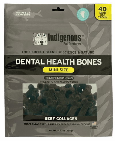 Indigenous Pet Dental Health Bones Beef Collagen Size Dog Treats, 11.92 OZ.