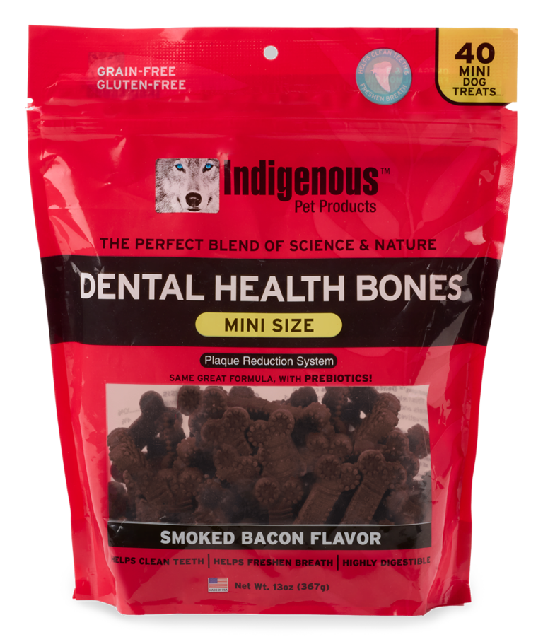 Indigenous Pet Dental Health Bones Smoked Bacon Flavor Mini Size Dog Treats, 13 OZ.
