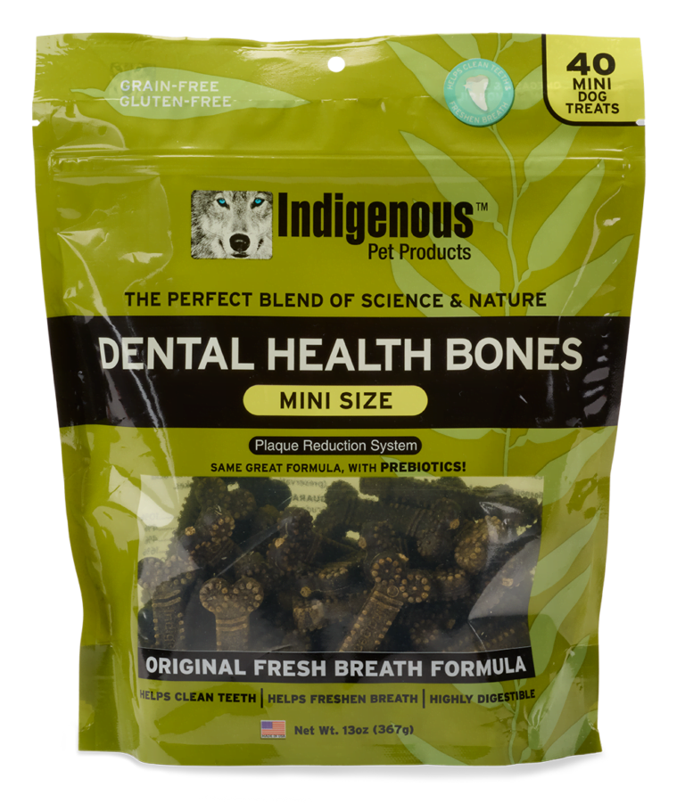 Indigenous Pet Dental Health Bones Original Fresh Breath Formula Mini Size Dog Treats, 13 OZ.