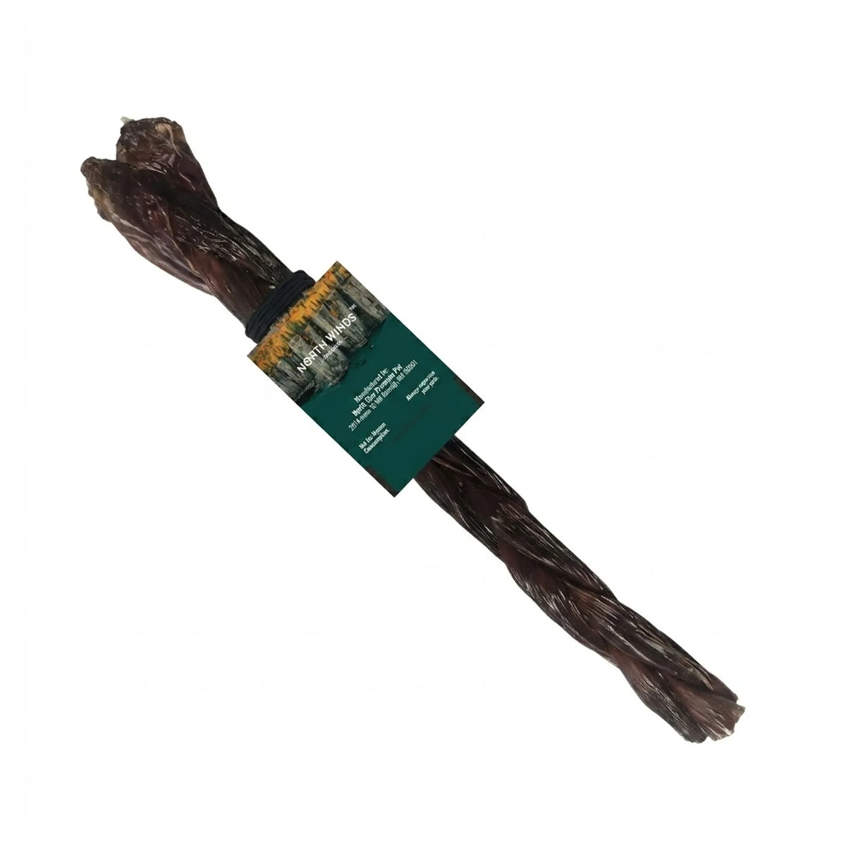 North Winds Premium Braided Beef Gullet Chew, 12 inch, with North Winds hang tag