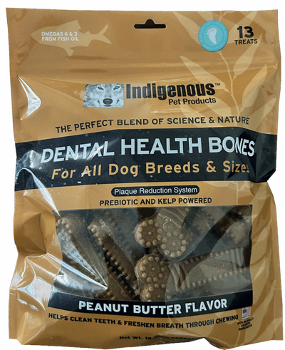 Indigenous Pet Dental Health Bones Peanut Butter Flavor Dog Treats, 16.09 OZ.
