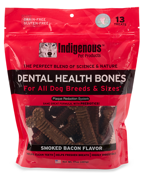 Indigenous Pet Dental Health Bones Smoked Bacon Flavor Dog Treats, 17 OZ.
