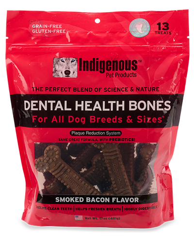 Indigenous Pet Dental Health Bones Smoked Bacon Flavor Dog Treats, 17 OZ.