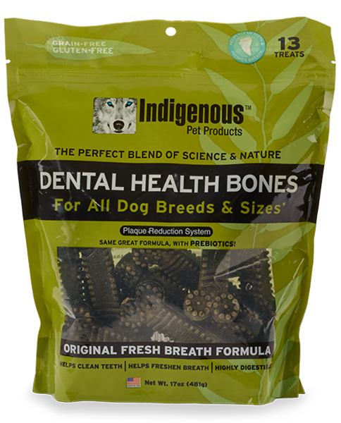 Indigenous Pet Dental Health Bones Original Fresh Breath Formula Dog Treats, 17 OZ.