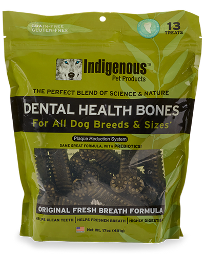 Indigenous Pet Dental Health Bones Original Fresh Breath Formula Dog Treats, 17 OZ.