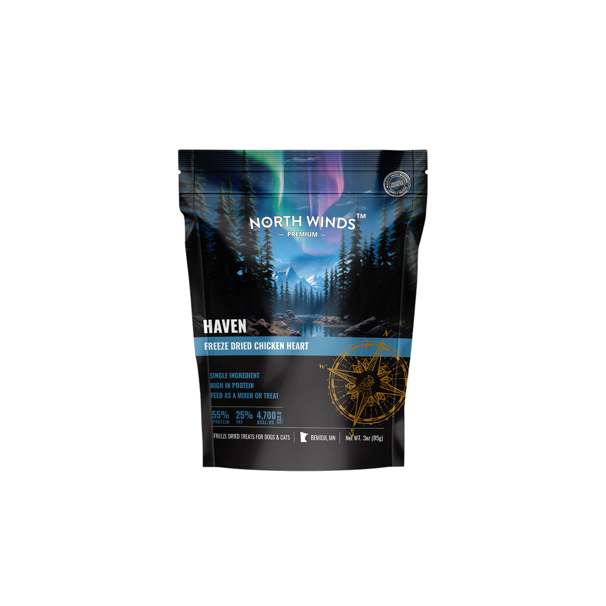 Haven Freeze Dried Chicken Heart 3 oz - North Winds Premium